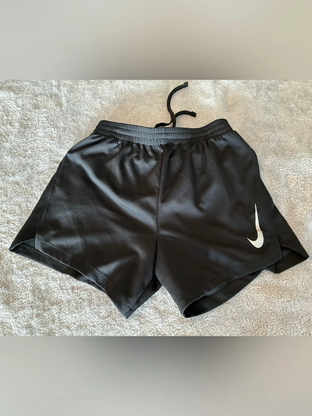 Nike Black Girls Youth Athletic Shorts with White Swoosh Size XL